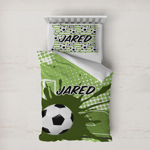 Custom Soccer Duvet Cover Set - Twin XL (Personalized)