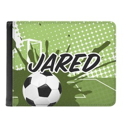 Soccer Genuine Leather Men's Bi-fold Wallet (Personalized)