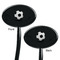 Soccer Black Plastic 7" Stir Stick - Double Sided - Oval - Front & Back