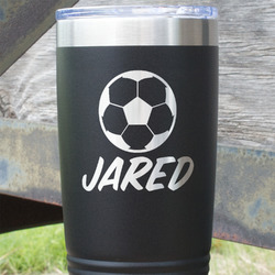 Soccer 20 oz Stainless Steel Tumbler - Black - Double Sided (Personalized)