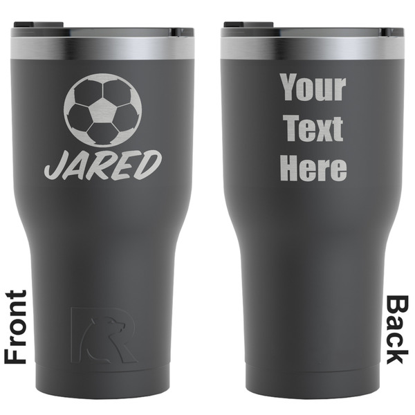 Custom Soccer RTIC Tumbler - Black - Engraved Front & Back (Personalized)