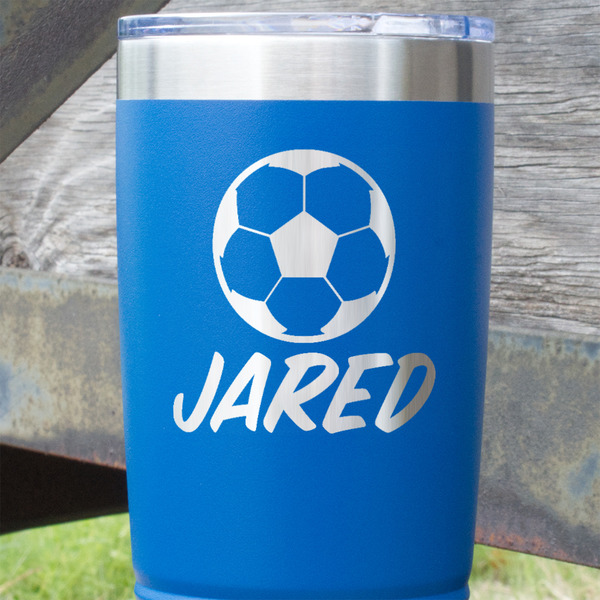Soccer Blue Polar Camel Tumbler - 20oz - Close Up