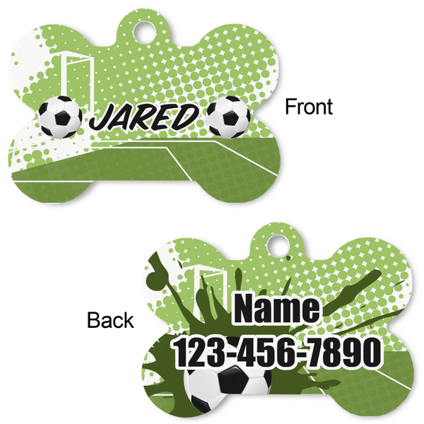 Soccer Bone Shaped Dog Tag - Front & Back