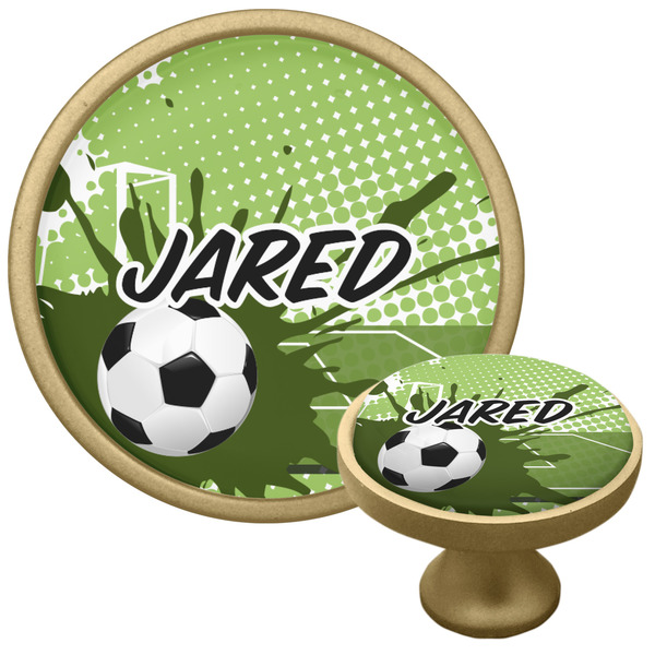 Custom Soccer Cabinet Knob - Gold (Personalized)