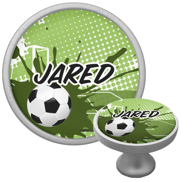 Custom Soccer Cabinet Knob (Silver) (Personalized)