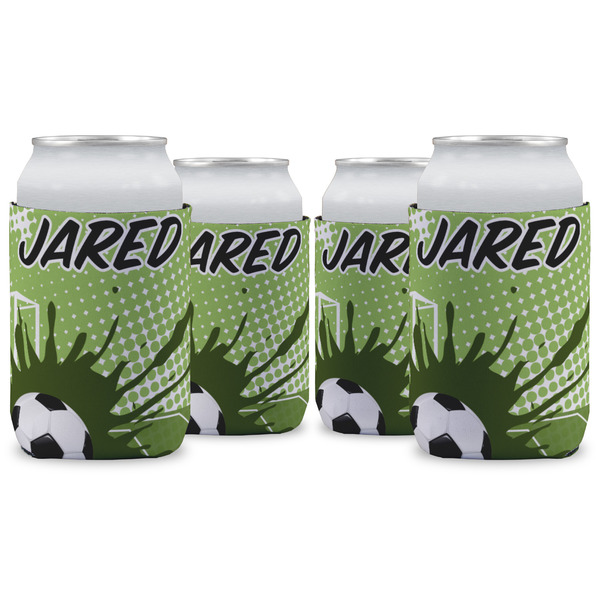 Custom Soccer Can Cooler (12 oz) - Set of 4 w/ Name or Text