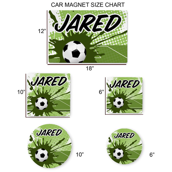 Soccer Car Magnets - SIZE CHART