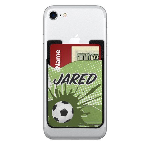 Custom Soccer 2-in-1 Cell Phone Credit Card Holder & Screen Cleaner (Personalized)