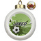 Soccer Ceramic Christmas Ornament - Poinsettias (Front View)