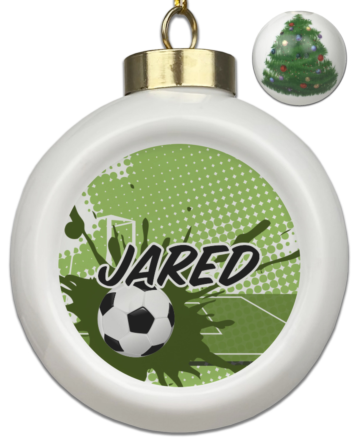Soccer Ceramic Ball Ornament Christmas Tree (Personalized