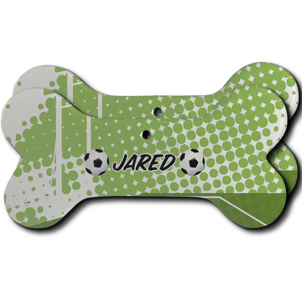 Custom Soccer Ceramic Dog Ornament - Front & Back w/ Name or Text