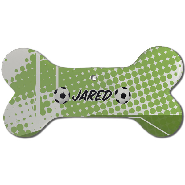 Soccer Ceramic Flat Ornament - Bone Front