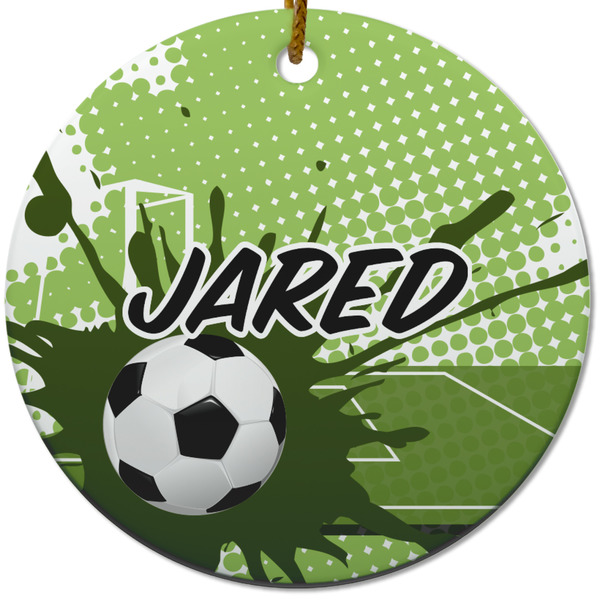 Custom Soccer Round Ceramic Ornament w/ Name or Text