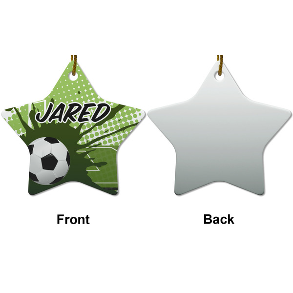 Soccer Ceramic Flat Ornament - Star Front & Back (APPROVAL)