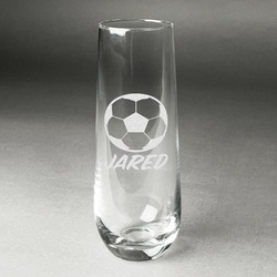 Soccer Champagne Flute - Stemless Engraved - Single (Personalized)