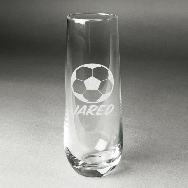 Custom Soccer Champagne Flute - Stemless Engraved (Personalized)