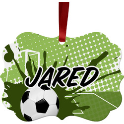 Soccer Metal Frame Ornament - Double Sided w/ Name or Text