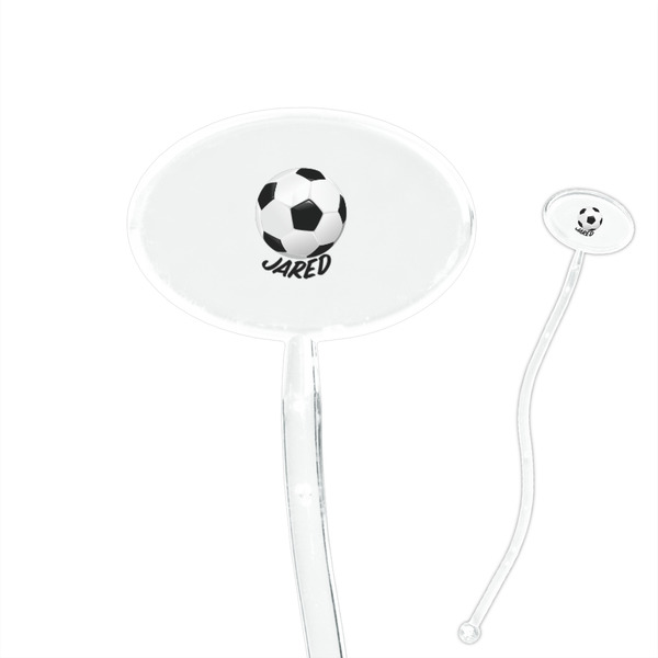 Custom Soccer 7" Oval Plastic Stir Sticks - Clear (Personalized)