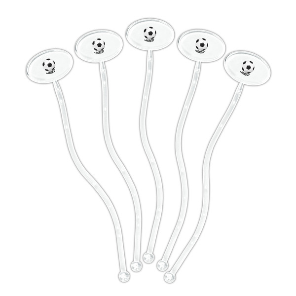 Soccer Clear Plastic 7" Stir Stick - Oval - Fan