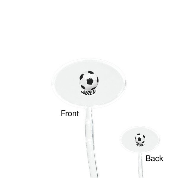 Soccer Clear Plastic 7" Stir Stick - Oval - Front & Back