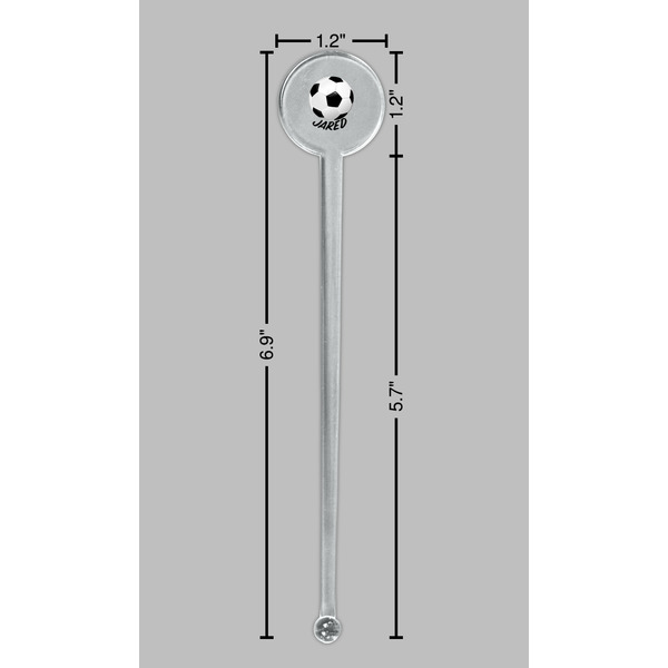 Soccer Clear Plastic 7" Stir Stick - Round - Dimensions