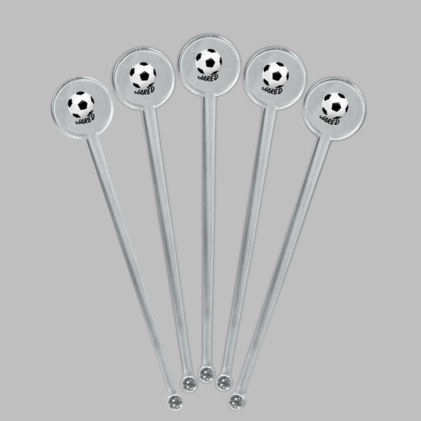 Soccer Clear Plastic 7" Stir Stick - Round - Fan View