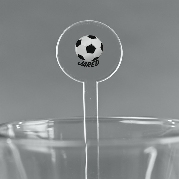 Custom Soccer 7" Round Plastic Stir Sticks - Clear (Personalized)