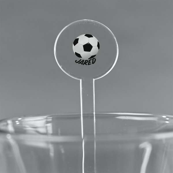 Custom Soccer 5.5" Round Plastic Stir Sticks - Clear (Personalized)