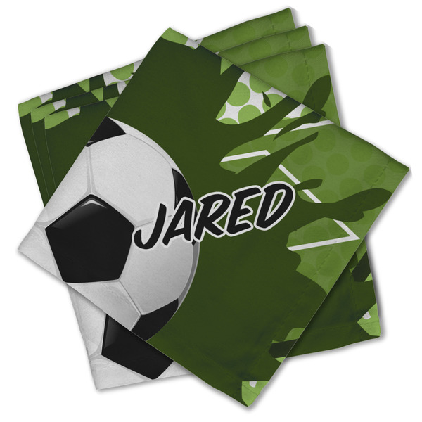 Custom Soccer Cloth Cocktail Napkins - Set of 4 w/ Name or Text