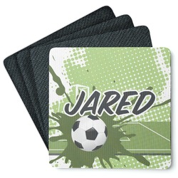 Soccer Square Rubber Backed Coasters - Set of 4 (Personalized)