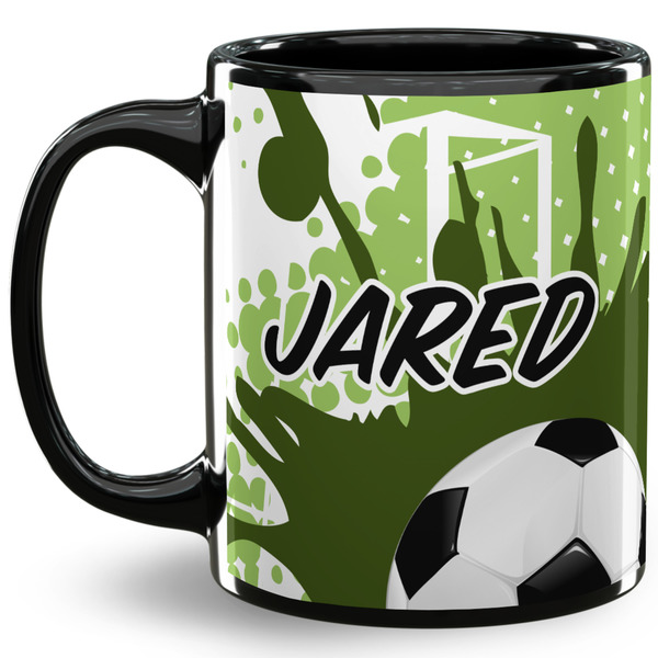 Custom Soccer 11 Oz Coffee Mug - Black (Personalized)