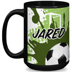 Soccer 15 Oz Coffee Mug - Black (Personalized)