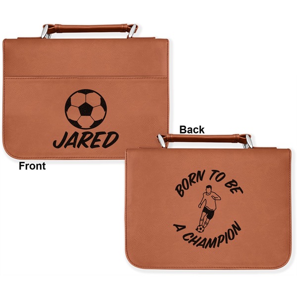 Soccer Cognac Leatherette Bible Covers - Large Double Sided Apvl