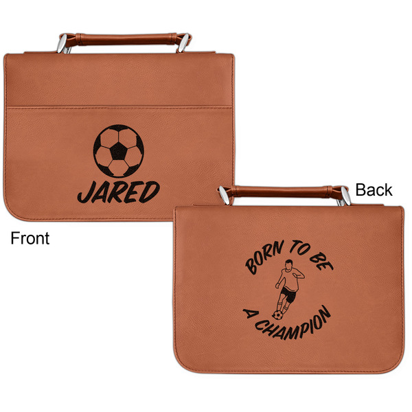 Soccer Cognac Leatherette Bible Covers - Small Double Sided Apvl