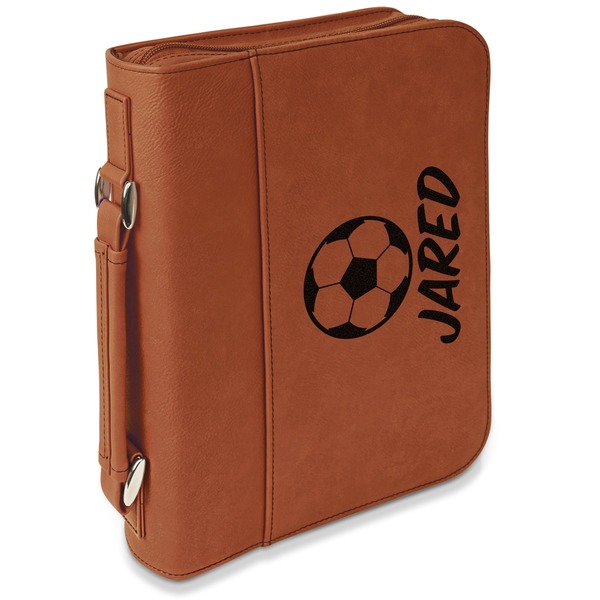Custom Soccer Leatherette Bible Cover with Handle & Zipper - Small - Double Sided (Personalized)