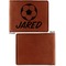 Soccer Cognac Leatherette Bifold Wallets - Front and Back Single Sided - Apvl