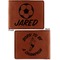 Soccer Cognac Leatherette Bifold Wallets - Front and Back