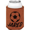 Soccer Cognac Leatherette Can Sleeve - Single Front