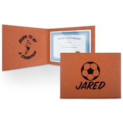Soccer Leatherette Certificate Holder - Front and Inside (Personalized)