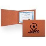 Soccer Leatherette Certificate Holder - Front (Personalized)