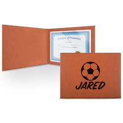Soccer Leatherette Certificate Holder - Front (Personalized)