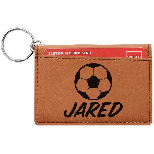 Custom Soccer Leatherette Keychain ID Holder - Double Sided (Personalized)