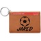 Soccer Cognac Leatherette Keychain ID Holders - Front Credit Card