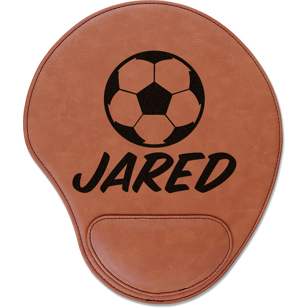 Custom Soccer Leatherette Mouse Pad with Wrist Support (Personalized)