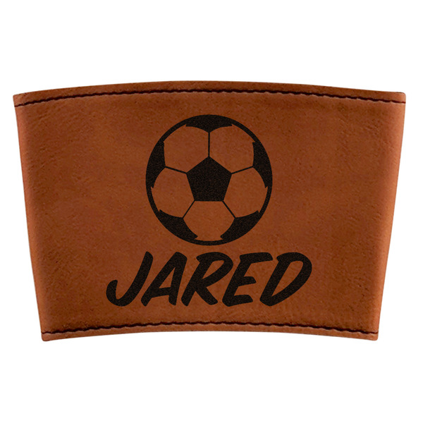 Custom Soccer Leatherette Cup Sleeve (Personalized)