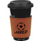 Soccer Cognac Leatherette Mug Sleeve - Front