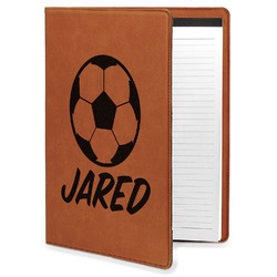 Soccer Leatherette Portfolio with Notepad - Large - Single Sided (Personalized)