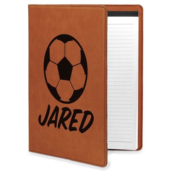 Custom Soccer Leatherette Portfolio with Notepad - Large - Single Sided (Personalized)