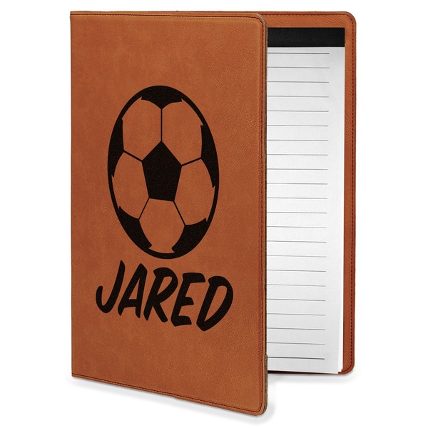 Custom Soccer Leatherette Portfolio with Notepad - Small - Double Sided (Personalized)