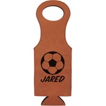 Soccer Leatherette Wine Tote - Single Sided (Personalized)